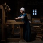 Středověká písárna a tiskařský lis